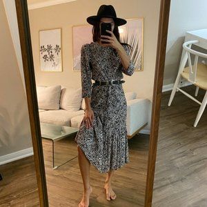 Leopard Print Tiered Midi Dress